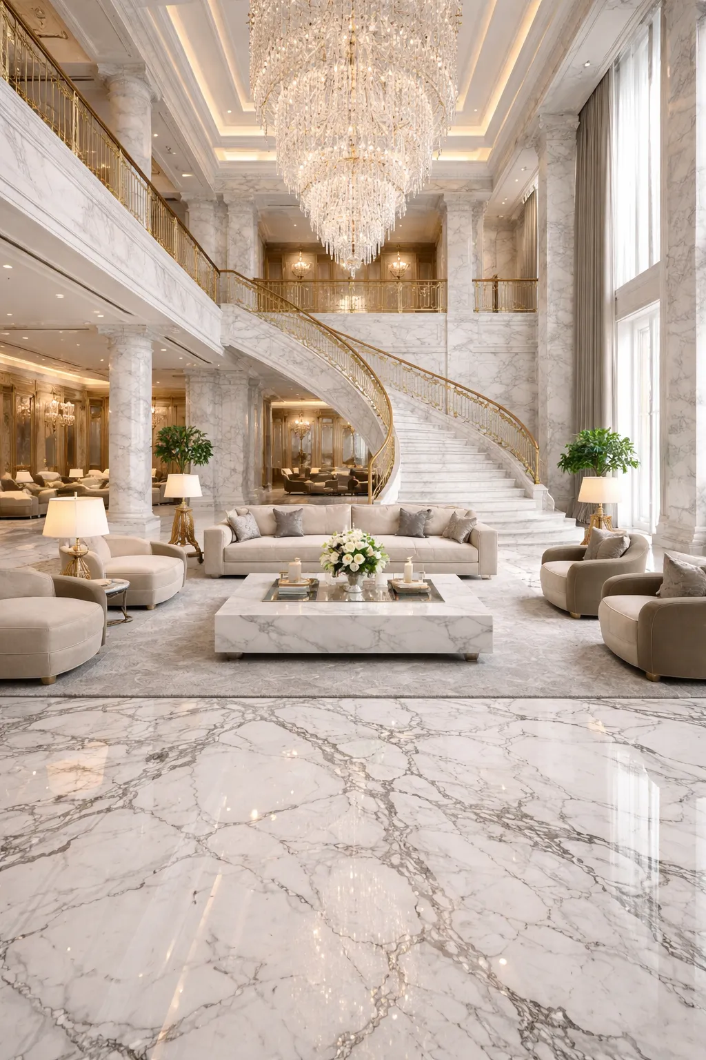 Marble floor luxury villa living room